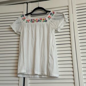 NWOT J.Crew Girls’ Floral Embroidery Collar T-shirt